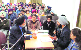 Delegates take part in a workshop at the GGN Institute of Management and Technology in Ludhiana on Wednesday.