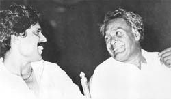 A file photo of Kapil Dev with DP Azad. The photo was clicked at Tagore Theatre, where a felicitation function was held to honour Kapil immediately on his return after winning the World Cup in 1983.