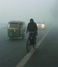 Fog engulfs Delhi again on Thursday morning. 