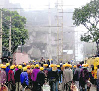 An under-construction building that collapsed in Gurgaon on Thursday.