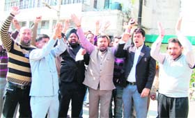 Members of the PDP youth wing protesting for their demands in Jammu