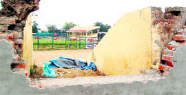 The wall, which was partially demolished, in Amritsar.