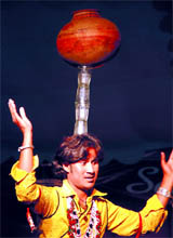 An artiste from Rajasthan performing at the ongoing SARAS mela at Government Rajindra College in Bathinda on Friday evening.