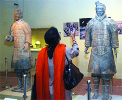 Terracotta warriors from the Tang dynasty on display at an exhibiton of Chinese heritage and artifacts at the National Museum in New Delhi