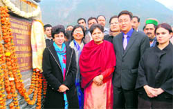 Kumari Selja, Union Minister for Housing, lays the foundation stone of the museum of Himalayan Art and Culture at Kandi near Dharamsala