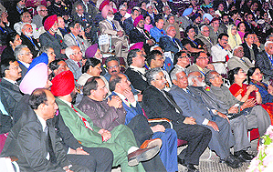 Alumni and faculty attend the first-ever university-level alumni meet on the PU campus in Chandigarh on Saturday.