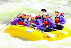 A rafting on the Ganga at Shivpuri near Rishikesh.