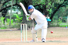A batsman in action at the Uttarakhand Cup Beehive Challenger League at Matawala Bagh in Dehradun on Saturday.