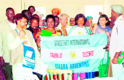President of Small Scale Vendors Association Sanjay Chopra with delegates from other countries in South Africa