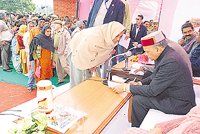 Chief Minister PK Dhumal presides over the Prashasan Janta Ke Dwar programme at Fatehpur.