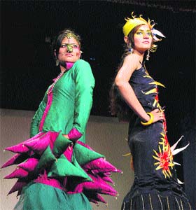DRESSED TO KILL: Students of Guru Nanak Girls College walk the ramp during Fashion Flora, an annual event of the college, in Ludhiana