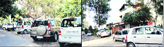 Trapped in own house! Vehicles parked haphazardly in front of houses in the back lanes of the markets of Sectors 8 and 9, Chandigarh.