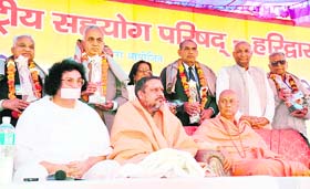 Saints and senior citizens at the Senior Citizens Convention in Haridwar