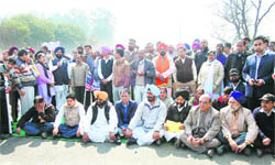 Residents at the dharna site.
