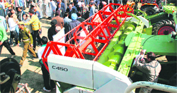 Heavy rush at a Kisan Mela which was held in Jammu on Monday.