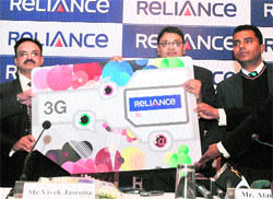 Reliance officials at the formal launch of 3G in Srinagar on Tuesday