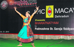 Dr Saroja Vaidyanathan, a Bharatnatyam exponent, performs at Graphic Era University in Dehradun 