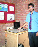 Rishab Mehan with his innovation in Dehradun.