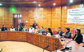 Participants during a five-day workshop on Preventive conservation & awareness on illustrated manuscripts in Shimla on Tuesday.