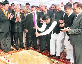 Member Parliament Rohtak Deepender Singh Hooda launches the constuction work for Panasonics `1,000 crore unit in Jhajjar on Wednesday.