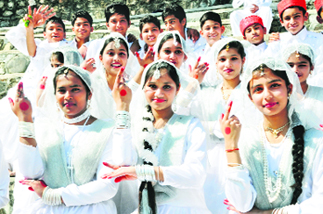 Students of Scholars Home rehearse before their annual function in Dehradun.