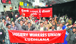 Workers at the Ludhiana railway station
