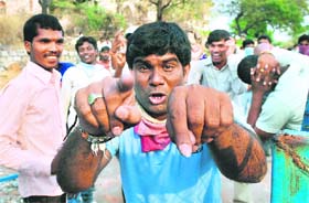 Osmania University students shout slogans during the second day of the 48-hour strike in Hyderabad