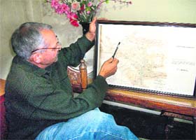 Historian Gopal Bhardwaj shows the Bastil fort in a survey map of 1818