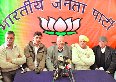 BJP leaders address a press conference in Jammu