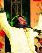Sufi singer Hans Raj Hans performs on the opening day of the Chandigarh Rose Festival-2011 at Leisure Valley, Sector 10, on Friday