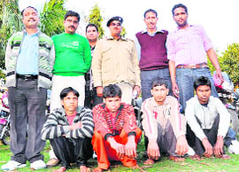 The four bike thieves in policy custody in Haridwar on Friday.