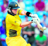 Australias Shane Watson plays a shot against New Zealand in Nagpur on Friday. Watson scored 62.