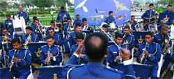 Bandsmen of the Indian Air Force perform for the public at Connaught Place on Saturday. 