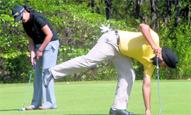 Participants during the the SJOBA Inter-Alumni Golf Tournament in Chandigarh on Sunday.