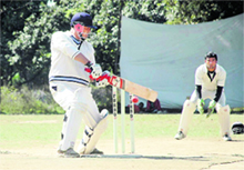 A batsman tries to play a cut in the Beehive Cricket Challengers Cup in Dehradun on Sunday. 