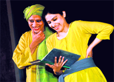 Artistes from Pakistan perform in a play during a two-day Indo-Pak Play Festival organised by the Punjab Theatre Academy in Ludhiana