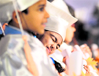 Tiny tots during the graduation ceremony of the pre-primary wing of Sat Paul Mittal