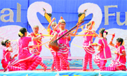 Students of Delhi Public School present a dance item during the annual function in Karnal. 