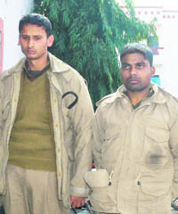 The two PRD jawans arrested for robbing three persons in Dehradun on Tuesday.