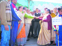 Supporters of Baba Ramdev submit a memorandum to the District Magistrate, Pitthoragarh, on Monday.