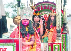 A shobha yatra being taken out on the eve of Mahashivratri in Jalandhar