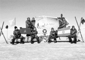 In this photo released by the India Army, members of the Army Ski Expedition 2010-11 team pose for a group photograph after completing their expedition to the South Pole recently.