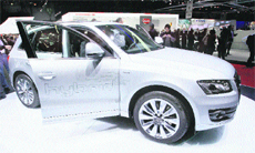 The new Audi Q5 Hybrid car is pictured during the second media day of the 81st Geneva Motor Show at the Palexpo in Geneva on Wednesday.