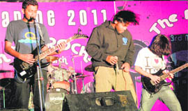 A rock band performs at Panjab University on Wednesday.
