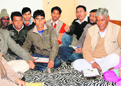 Members of the Uttarakhand Dalit Adhikaar Manch at a meeting near Mussoorie
