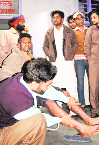 Drug addicts after being rescued from New Hope Counselling and Rehabilitation Centre in Amritsar.