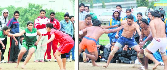 FEAST FOR EYES: Kabaddi players cheer their counterparts during a tournament between Kapurthala and Nawanshahar; and (right) a tournament between Mansa and Faridkot during the Punjab Games at PAU in Ludhiana