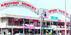 Booths of the Krishna Market Welfare Association at Sector 41, some of which were allotted to bogus claimants.