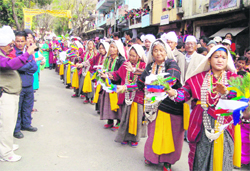 Tribal women in traditional attire at Dharchula town, Pithoragarh,