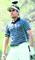 Himmat Singh Rai watches his T-shot during the PGTI Players Championship at the Chandigarh Golf Club on Friday